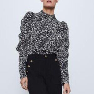NWT Zara Animal Print Blouse - Size L